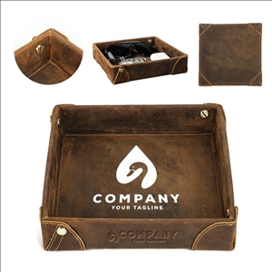 Genuine Leather Storage Tray Desktop Organizer for Sundry